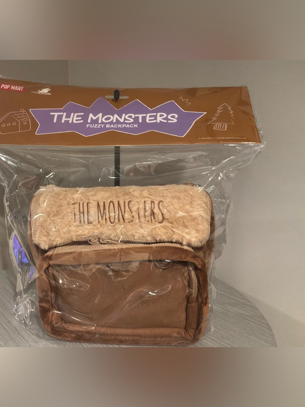 Popmart The Monsters Fuzzy Brown Backpack